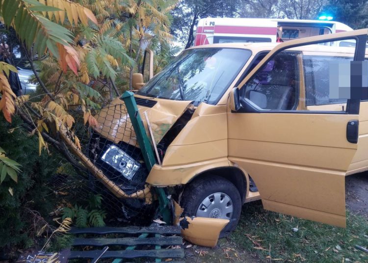 Wypadł z drogi i uderzył w ogrodzenie ZDJĘCIA
