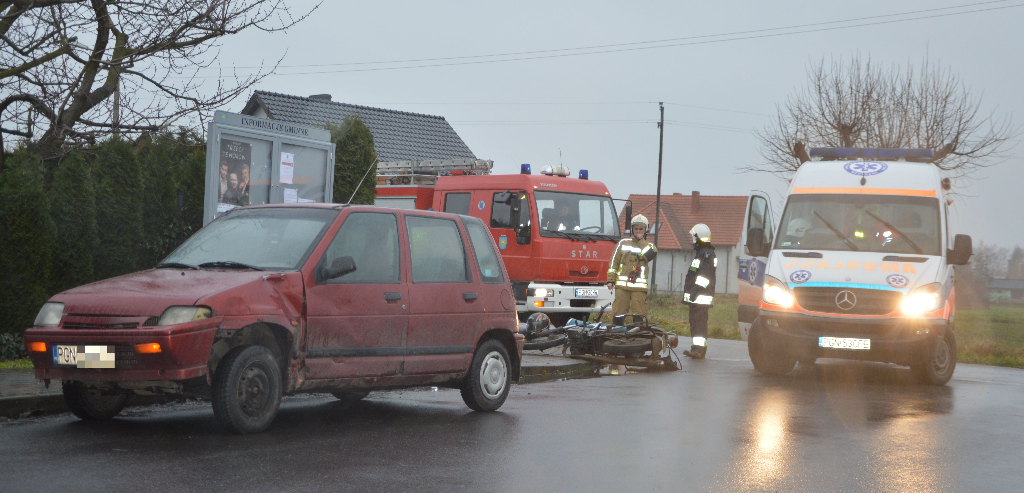 Wypadek w Witkowie. Ucierpiał motocyklista