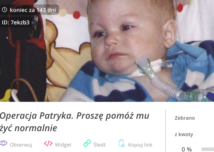 Trwa zrzutka na operację Patryka. Możesz pomóc?