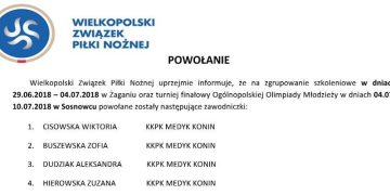 Powołane na zgrupowanie i Ogólnopolską Olimpiadę Młodzieży