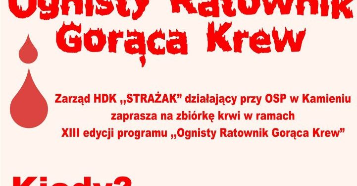 Oddaj krew w Kamieniu. Strażacy zapraszają