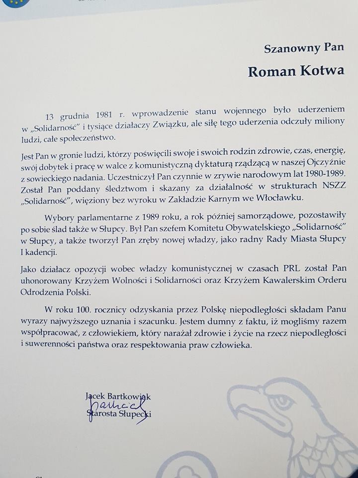 Roman Kotwa uhonorowany