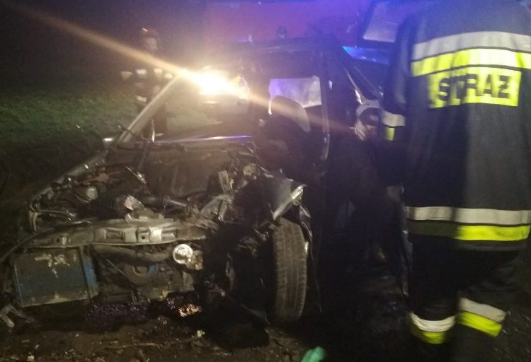 Auto uderzyło w drzewo. Strażacy wycinali poszkodowanego ZDJĘCIA