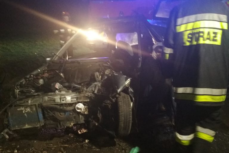 Auto uderzyło w drzewo. Strażacy wycinali poszkodowanego ZDJĘCIA