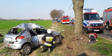 Uderzyła w drzewo. Helikopter zabrał ją do szpitala