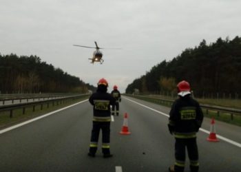 Helikopter LPR lądował na autostradzie