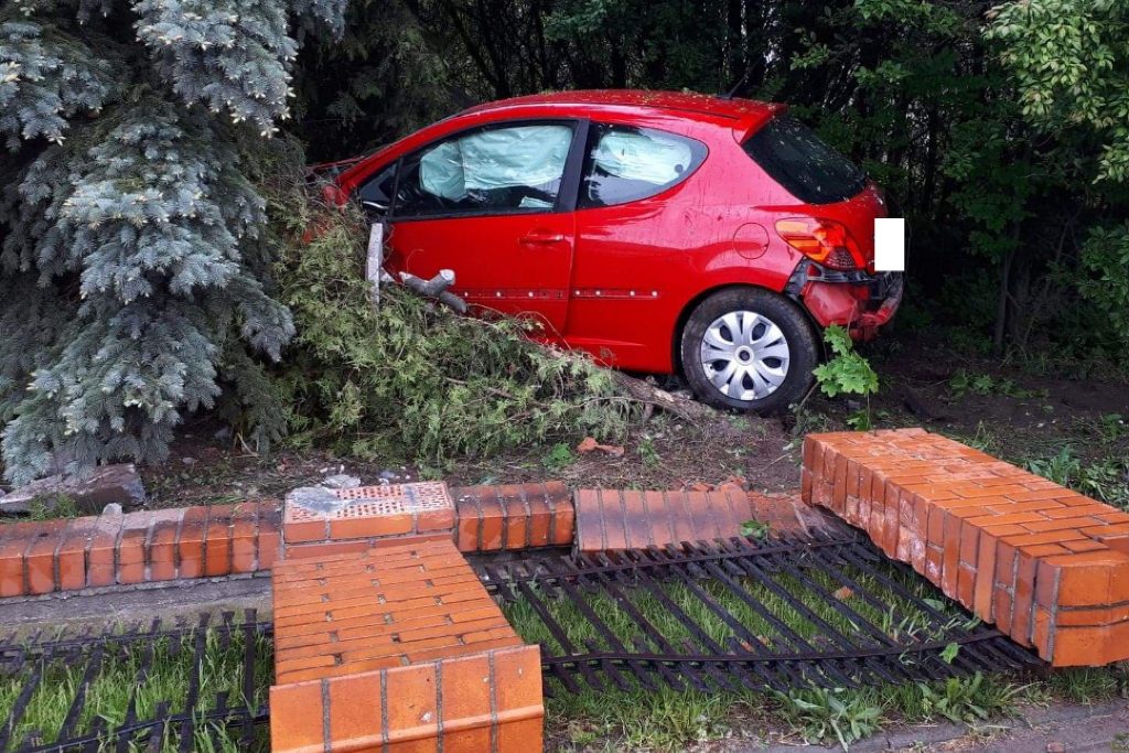 Wypadł z drogi, skasował ogrodzenie ZDJĘCIA