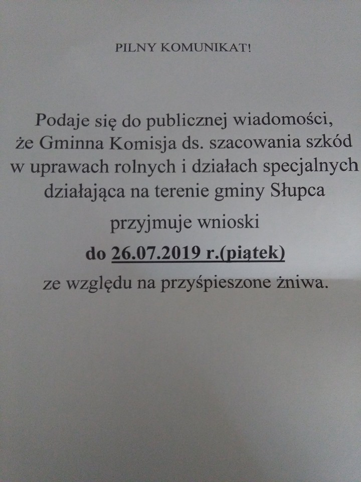 Wnioski tylko do piątku