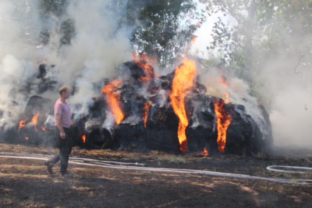 Pożar stogu w Kotuni