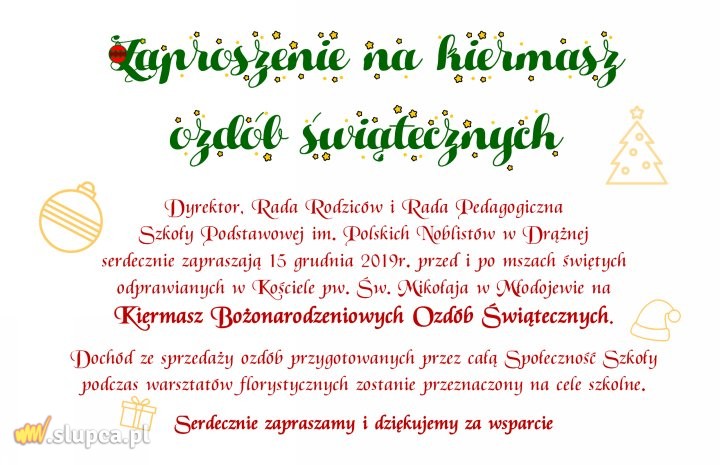 Kiermasz ozdób świątecznych w Drążnej