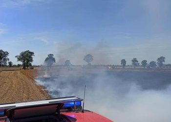 Duży pożar. Zapaliło się zboże