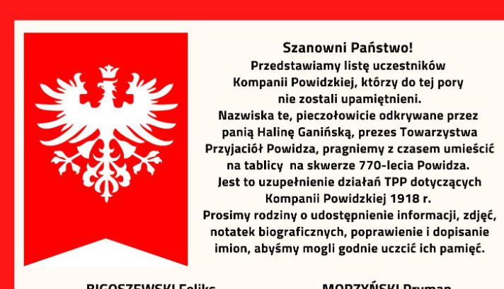 Poszukują informacji o uczestnikach Kompanii Powidzkiej