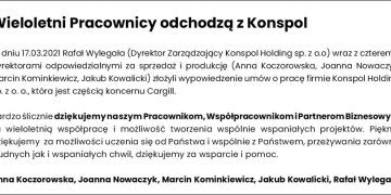 Wieloletni Pracownicy odchodzą z Konspol