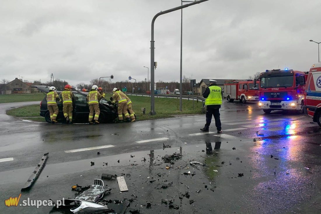 Wypadek w Wólce. Droga była zablokowana