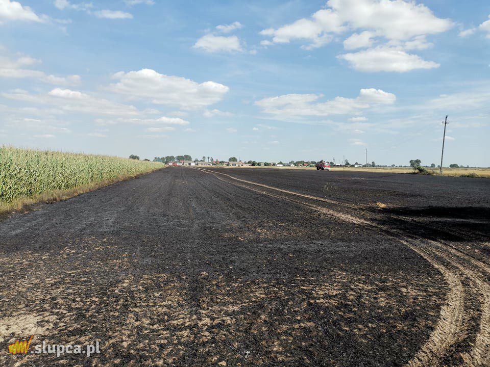 Duży pożar w Czesławowie. Na polu niesprawny hydrant