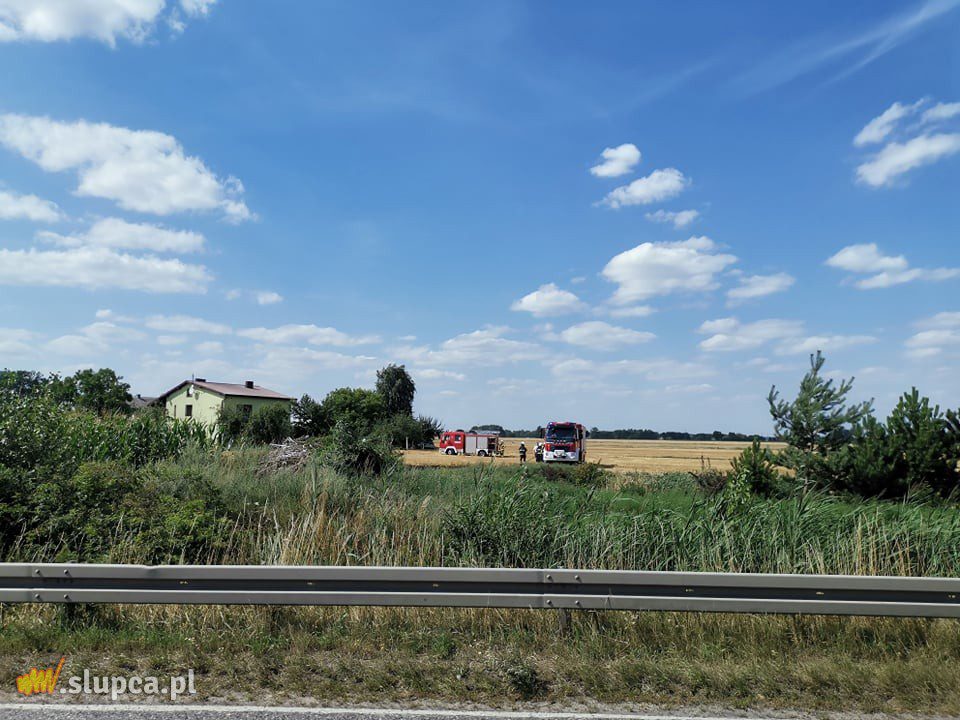 Duży pożar w Czesławowie. Na polu niesprawny hydrant