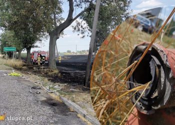 Duży pożar w Czesławowie. Na polu niesprawny hydrant
