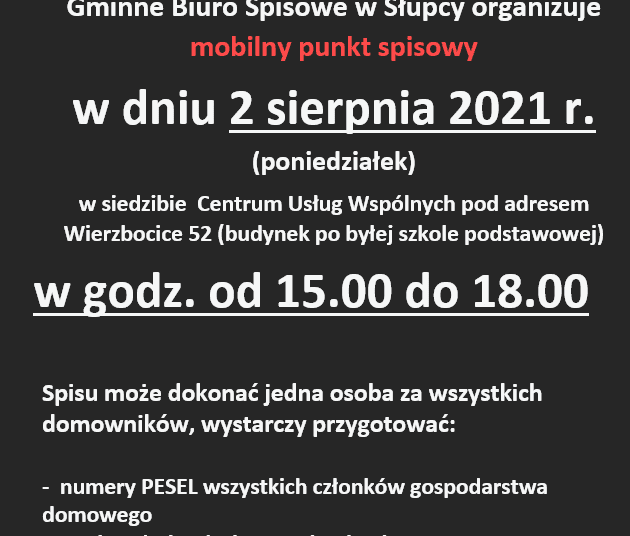 Mobilny punkt spisowy w Wierzbicicach