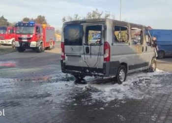 Pożar auta na stacji benzynowej