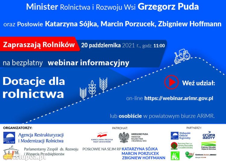 Zapraszają rolników na webinar informacyjny