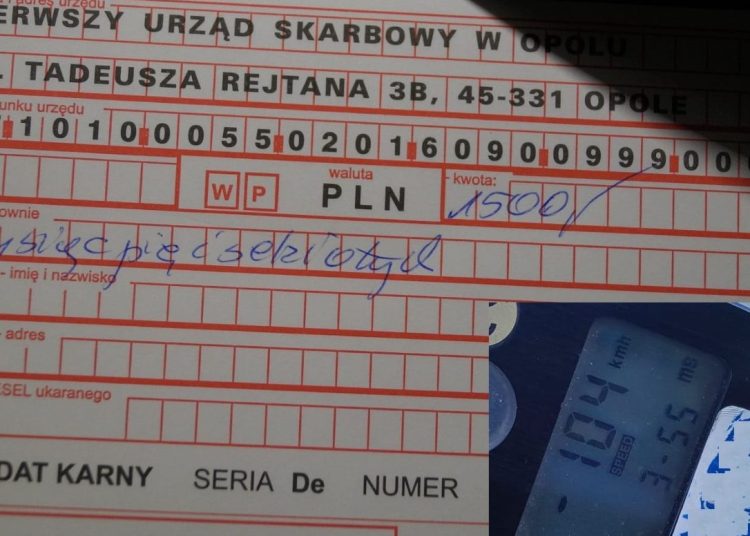Pędził 104 km/h. Grzywna, punkty i zatrzymane prawo jazdy