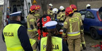 Osobówka uderzyła w drzewo