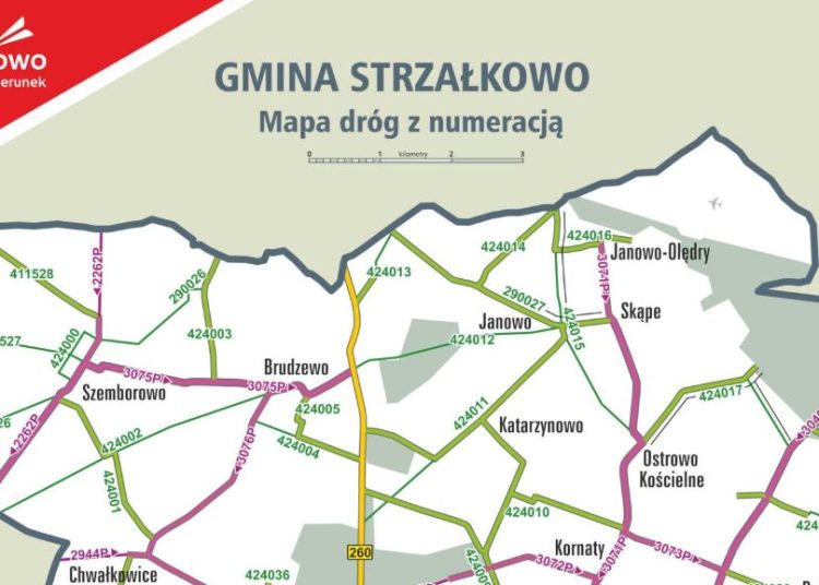 Strzałkowo: Mapa dróg w gminie