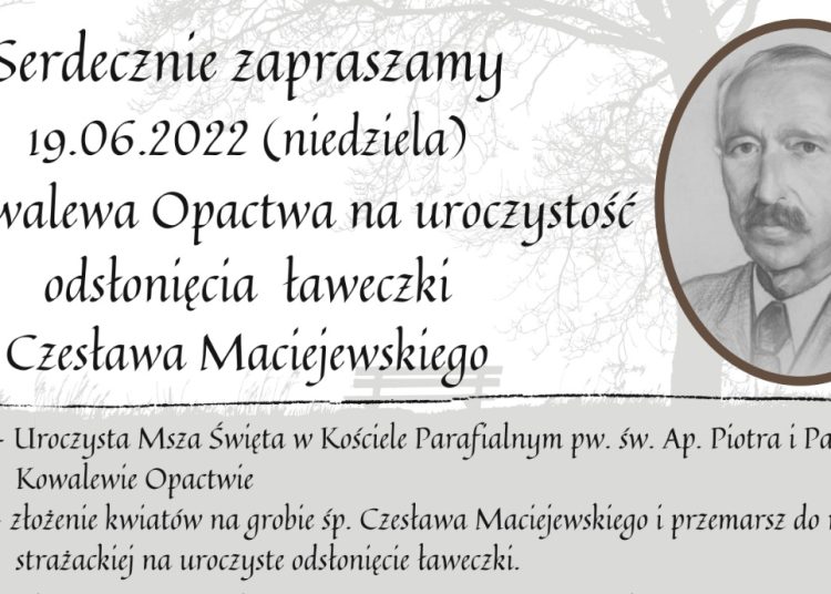 Odsłonią ławeczkę Czesława Maciejewskiego