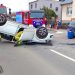 Auto na dachu. Groźny wypadek w Słupcy