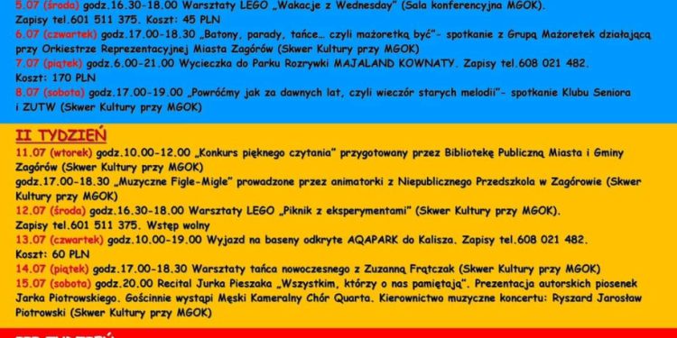 GOK zaprasza na wakacje