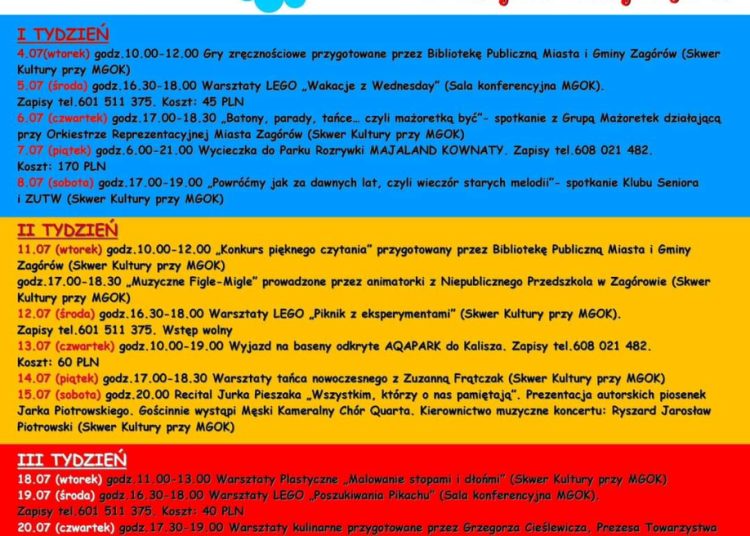 GOK zaprasza na wakacje