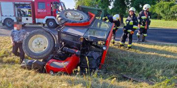 Zderzenie ciągnika i ciężarówki