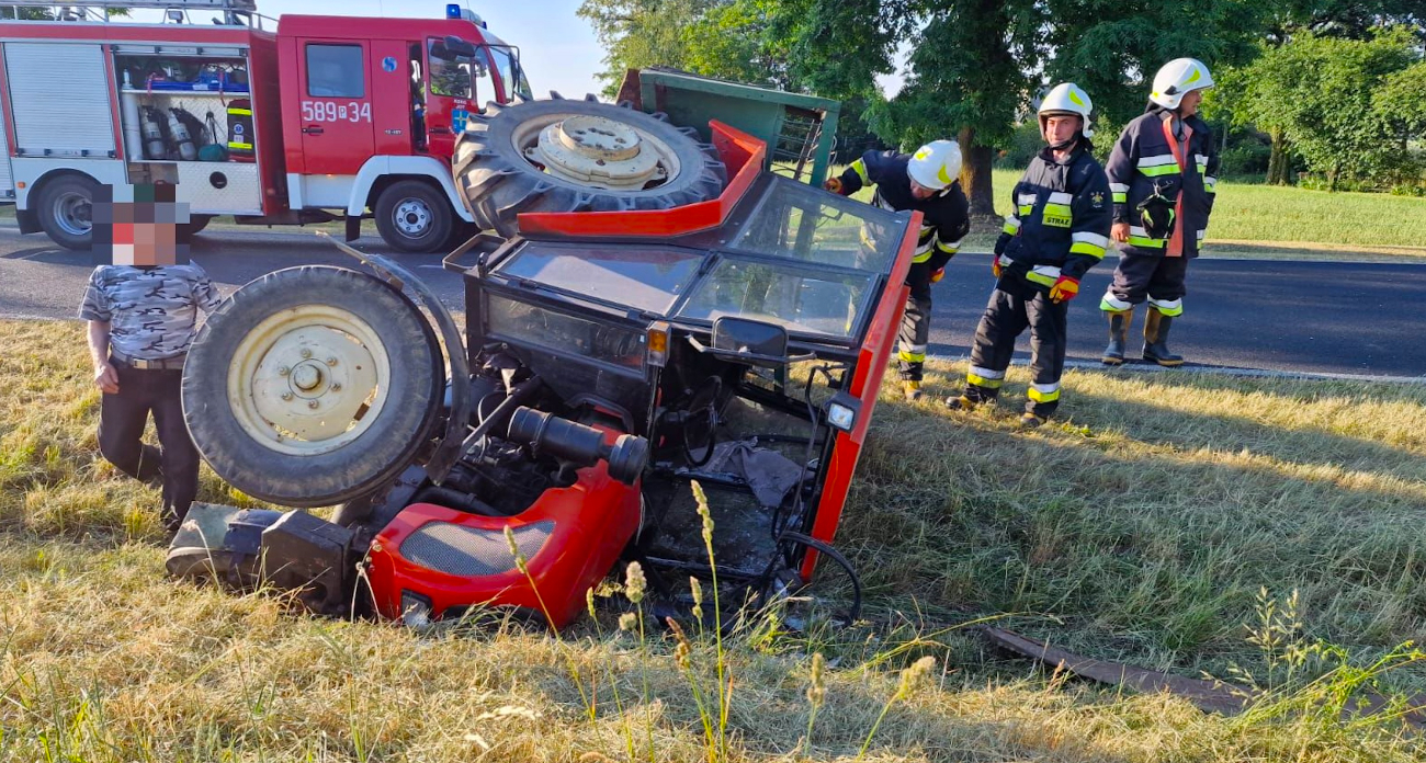 Zderzenie ciągnika i ciężarówki
