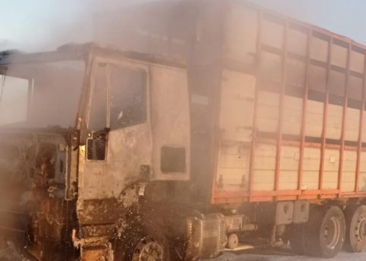 Zapaliła się ciężarówka