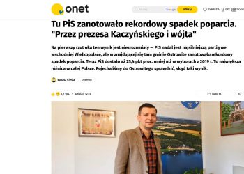 Onet pisze o gminie Ostrowite. Tutaj PiS straciła najwięcej w skali całego kraju