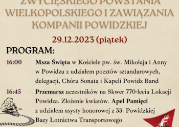 Obchody 105. rocznicy Powstania Wielkopolskiego w Powidzu – program