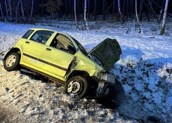 Auto wypadło z drogi. Jedna osoba w szpitalu