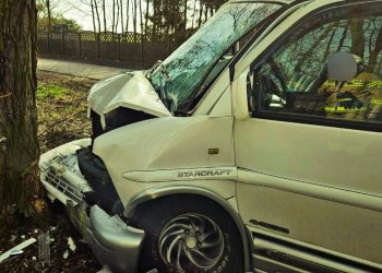 Groźnie na Leśnej. Samochód uderzył w drzewo