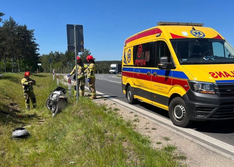 Wypadek w Powidzu. Ucierpiał motocyklista