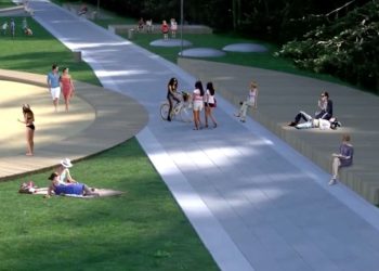 Taka była wizualizacja promenady. Na niej… rowerzystka