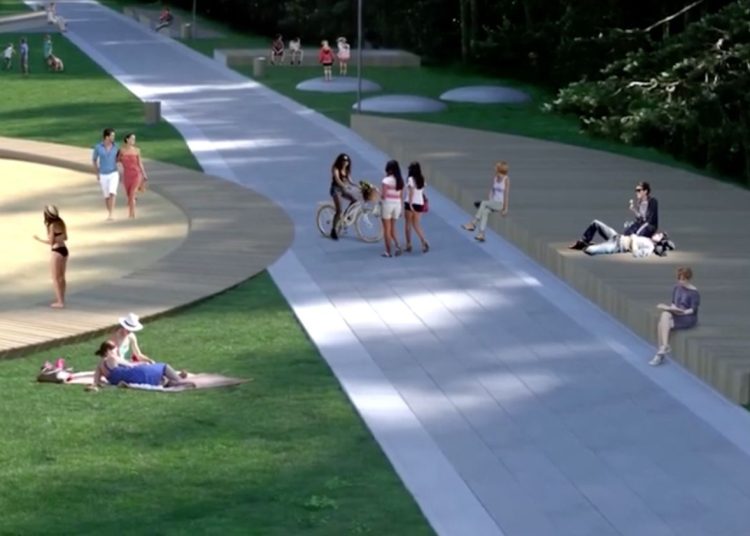 Taka była wizualizacja promenady. Na niej… rowerzystka