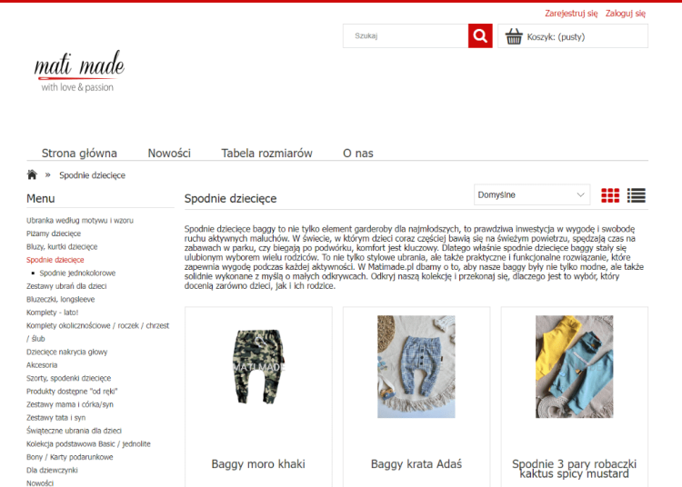 Spodnie dziecięce handmade