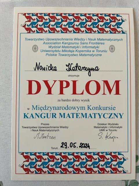 Sukcesy uczniów Jedynki w Międzynarodowym Konkursie „Kangur Matematyczny”