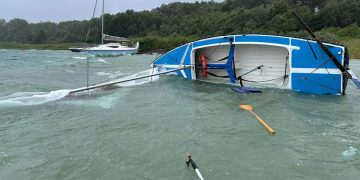 Wywróciła się łódź, dwie osoby w wodzie