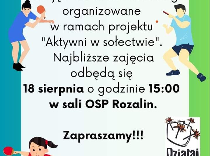 Zapraszają na zajęcia tenisa stołowego