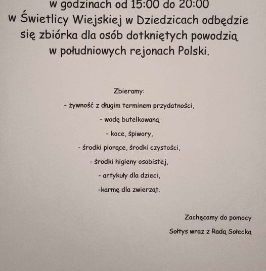 Dziedzice też pomagają
