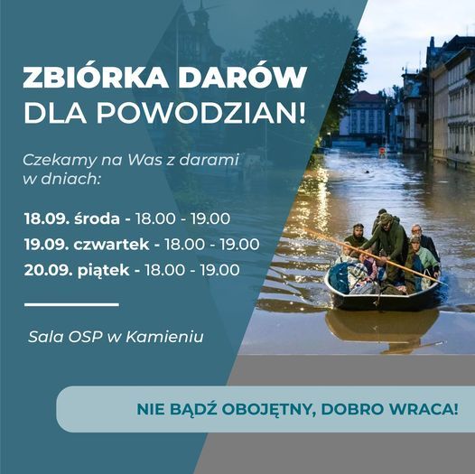 Kamień zbiera dary dla powodzian