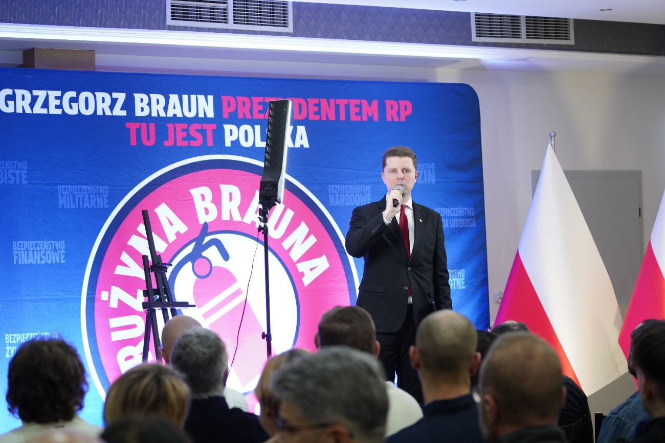 Grzegorz Braun w Słupcy. Zobacz zdjęcia