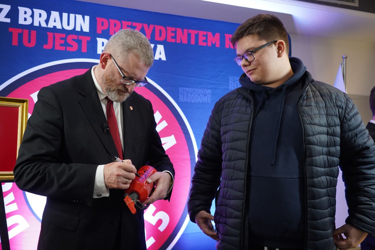 Grzegorz Braun w Słupcy. Zobacz zdjęcia