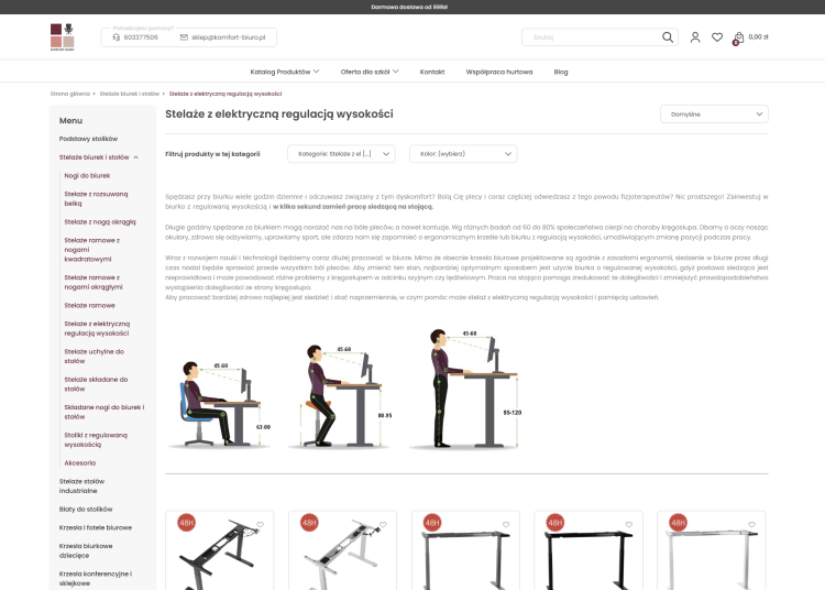 Stelaże do biurek regulowane a zdrowie kręgosłupa